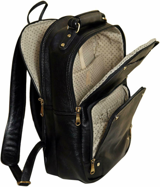 Noora Black 18 inch Pure Soft Leather Backpacks Bag for men and women WA248 - Noora International