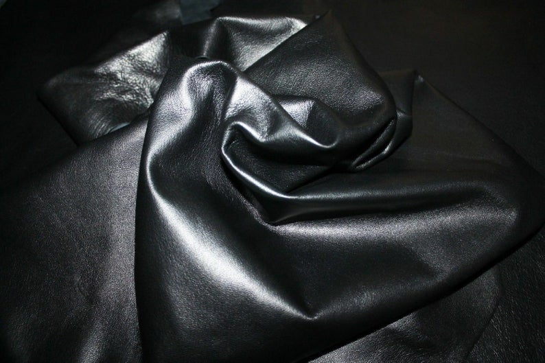 Black Bronze Hue shiny Smooth Italian Lambskin Lamb Sheep leather material for sewing skin hide – view 3
