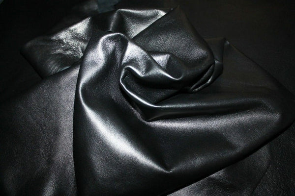 NOORA BLACK Bronze HUE shiny Smooth Italian Lambskin Lamb Sheep leather material for sewing skin hide skins hides 5sqf WA65 - Noora International
