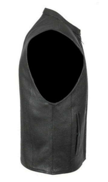 NOORA Black Classic Waist Coat For Men Lambskin Leather Sleeveless Biker Waist Coat With Pocket | SU080 - Noora International