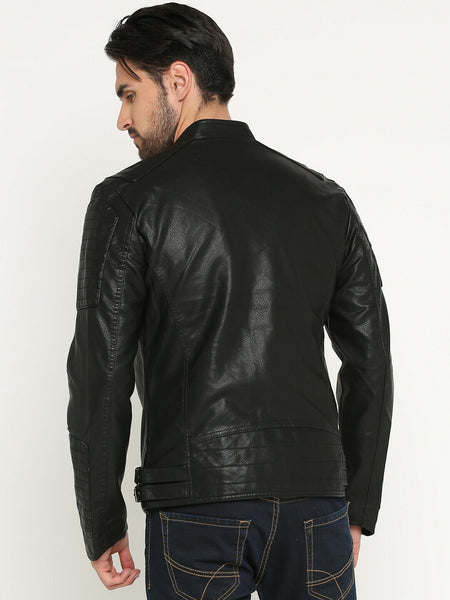 Noora Black Leather Jacket Men's Lambskin Leather Stylish Smart Fit Jacket NI-66 - Noora International