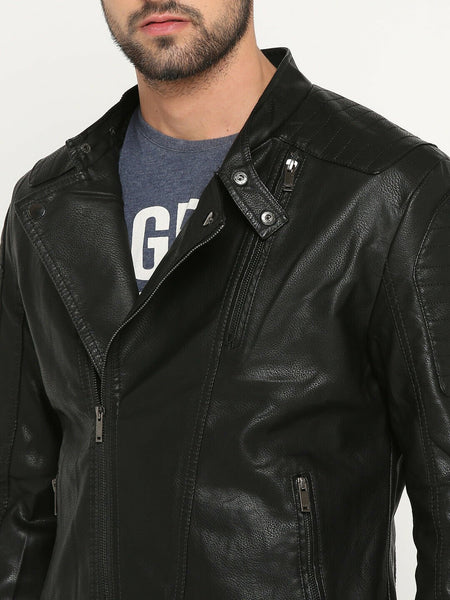 Noora Black Leather Jacket Men's Lambskin Leather Stylish Smart Fit Jacket NI-66 - Noora International