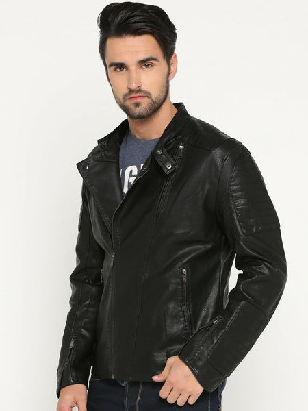 Noora Black Leather Jacket Men's Lambskin Leather Stylish Smart Fit Jacket NI-66 - Noora International