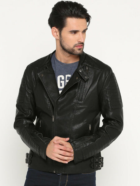 Noora Black Leather Jacket Men's Lambskin Leather Stylish Smart Fit Jacket NI-66 - Noora International