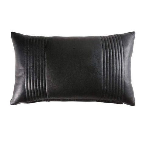 Black Quilted Leather Cushion Covers, Home Décor, Housewarming, Black Pillow Cover, Rectangle