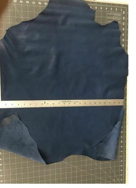 NOORA BLUE leather Genuine sheep Hide for sewing Dusty blue CENDRE Blue Real animal skin hide Natural Lambskin leather pieces 5 SqFt - Noora International