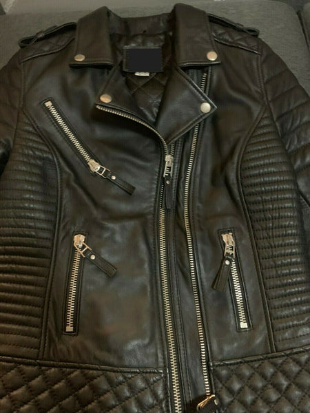 NOORA Boda Skinn Replica Black Leather Biker Jacket Kay Michaels Unisex Size - Noora International