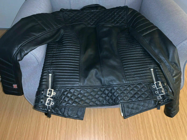 NOORA Boda Skinn Replica Black Leather Biker Jacket Kay Michaels Unisex Size - Noora International