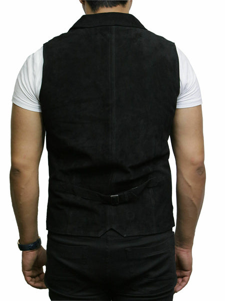 NOORA Brandslock Men's Black Suede Leather Waistcoat Genuine Goat Suede Classic CowBoy WA167 - Noora International