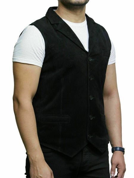 NOORA Brandslock Mens Leather Waistcoat Genuine Goat Suede Classic CowBoy WA167 - Noora International