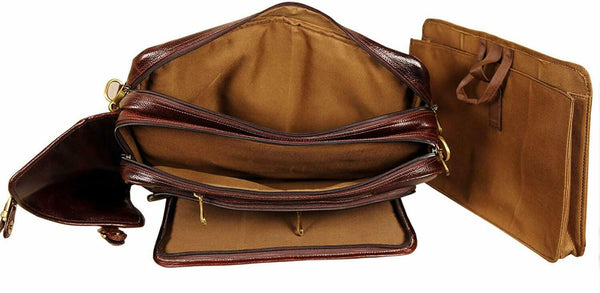 Noora Brown Leather 18 Inch 4 Use Leather Backpack Bag for Men and Women WA238 - Noora International