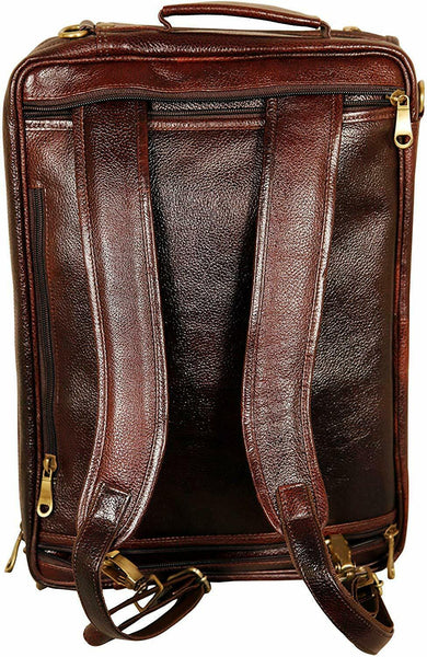 Noora Brown Leather 18 Inch 4 Use Leather Backpack Bag for Men and Women WA238 - Noora International