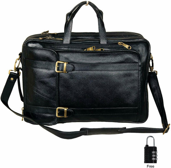 Noora Brown Leather 18 Inch 4 Use Leather Backpack Bag for Men and Women WA242 - Noora International