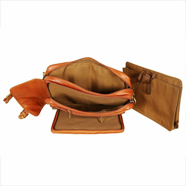 Noora Brown Leather 18 Inch 4 Use Leather Backpack Bag for Men and Women WA246 - Noora International