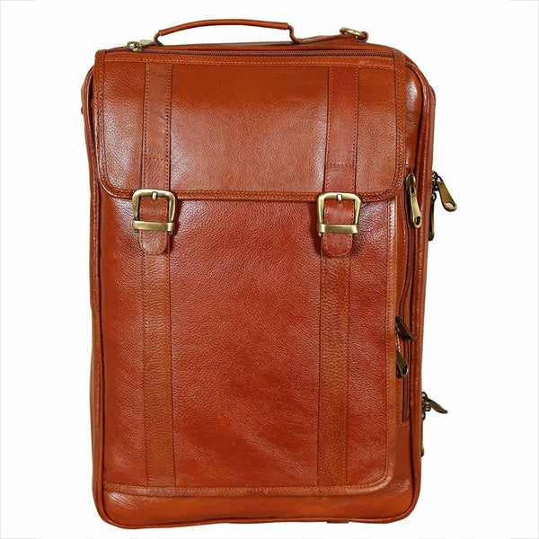 Noora Brown Leather 18 Inch 4 Use Leather Backpack Bag for Men and Women WA246 - Noora International