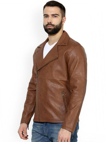 Noora Brown Leather Jacket Men's Leather Stylish Smart Fit Leather Jacket NI-69 - Noora International