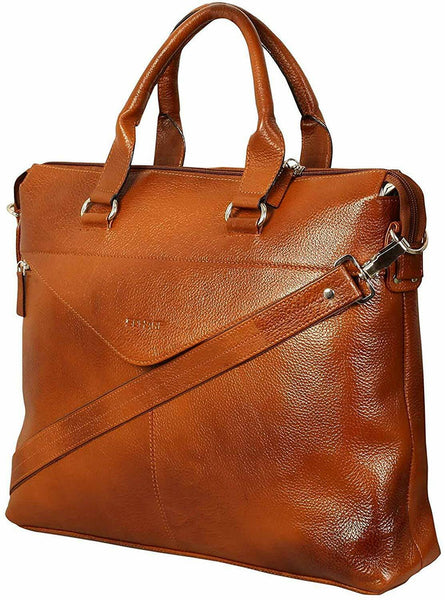 NOORA Brown Tan Leather Messenger Shoulder Laptop Bag Briefcase for men WA265 - Noora International