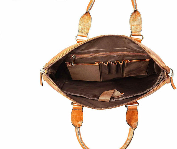 NOORA Brown Tan Leather Messenger Shoulder Laptop Bag Briefcase for men WA265 - Noora International