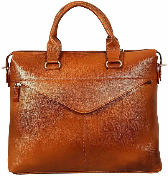 NOORA Brown Tan Leather Messenger Shoulder Laptop Bag Briefcase for men WA265 - Noora International