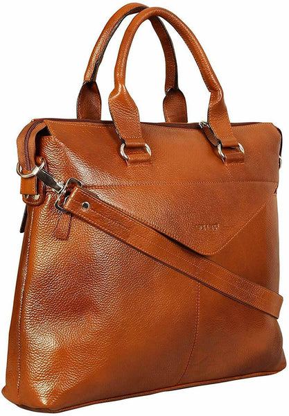 NOORA Brown Tan Leather Messenger Shoulder Laptop Bag Briefcase for men WA265 - Noora International