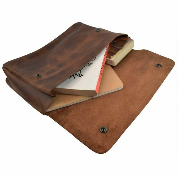NOORA Choclate Brown Leather Document Holder,File Case, Document Portfolio,Office Bag For Documents,Macbook leather Book case SJ405 - Noora International
