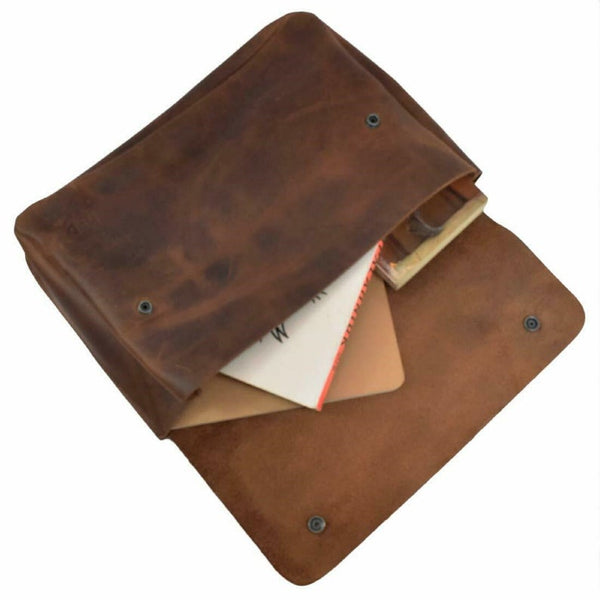 NOORA Choclate Brown Leather Document Holder,File Case, Document Portfolio,Office,13x9.5x5 Bag For Documents,Macbook leather Book case SJ405 - Noora International