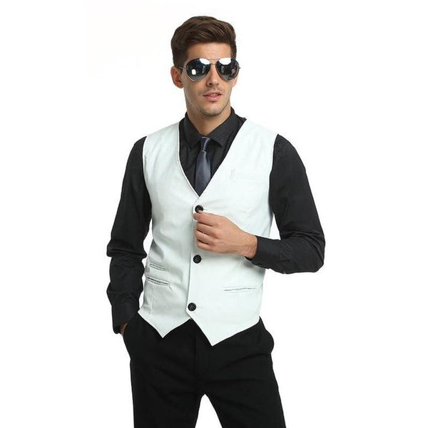Noora Classic Vest For Men Formal Attire Business Sleeveless Waist Coat Blazer Suit Comfort Fit SJ152 - Noora International