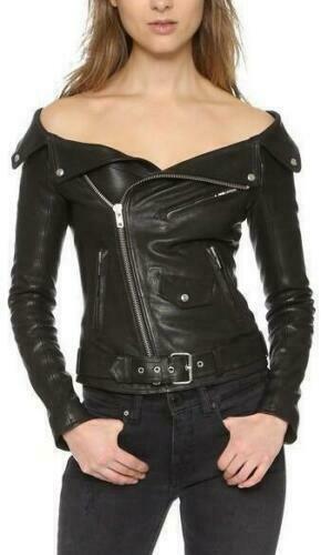 Noora Custom Leather Motorcycle Hot Women Real Leather Jacket Slim fit QD15 - Noora International
