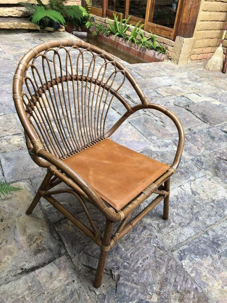 NOORA Customized Genuine Tan Leather Seat Cushion Cover, Dining Cushion, Table Seat YK0213 - Noora International