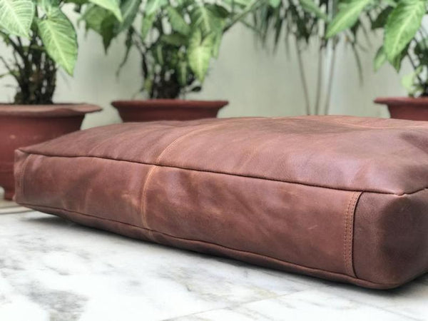 NOORA Customized Real Leather Seat Cushion Cover| Dining Cushion | Rectangular Floor Cushion Cover | ST0136 - Noora International
