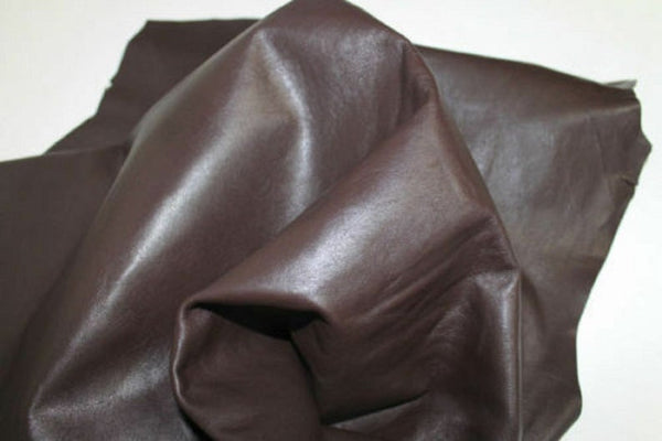NOORA Deep Chocolate Brown Leather Lambskin Hides Distressed Mountain Brown Sheepskin Leather Hide upholstery Finish Leather 5 SqFt - Noora International