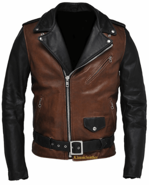 NOORA Designer-Klassic-Original-Two-Tone-Motorcycle-Leather Jacket For Men SJ68 - Noora International