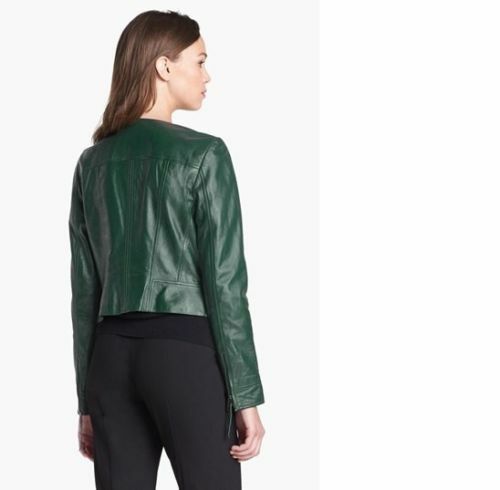 NOORA Designer-Wonderful-Soft-Lambskin-Green Leather-Moto-Jacket-For-Stylish BS-96 - Noora International