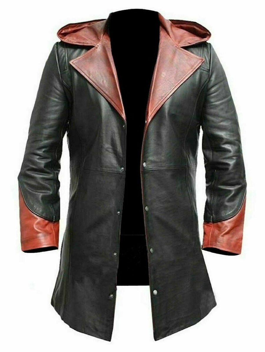 Devil May Cry Long Trench Coat Sheep Men Halloween Real Leather Jacket