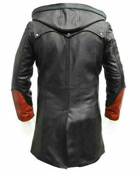 Noora Devil May Cry Long Trench Coat Sheep Men Halloween Genuine Leather Jacket - Noora International