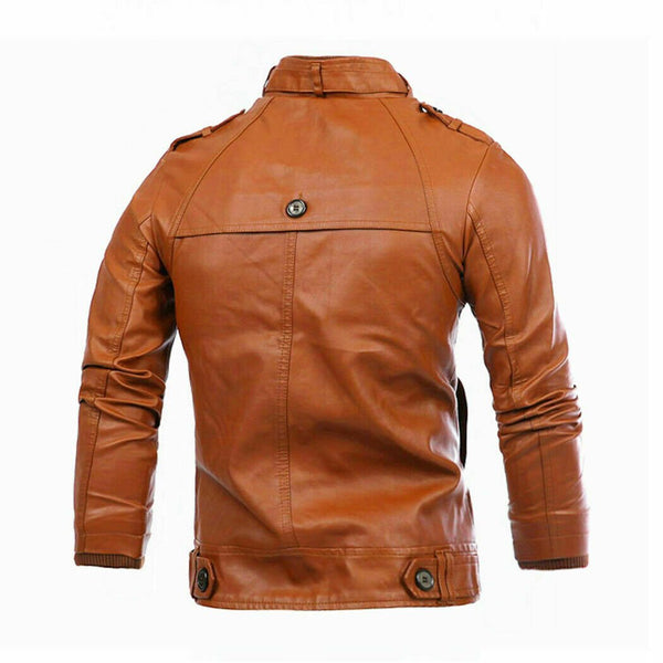 Noora Fashion Men Punk Long Sleeve Jackets Slim Biker Leather Jacket Outwear QD - Noora International