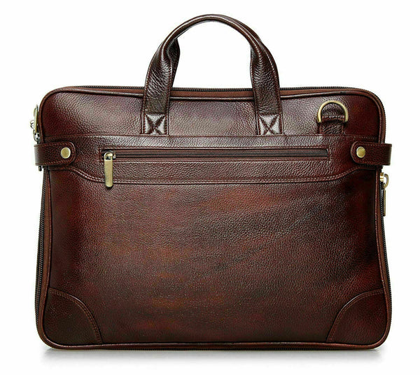 NOORA Genuine Leather 15.5 inch Laptop Office Bag for Men &Women Brown Bag QD292 - Noora International