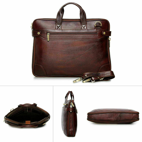 NOORA Genuine Leather 15.5 inch Laptop Office Bag for Men &Women Brown Bag QD292 - Noora International