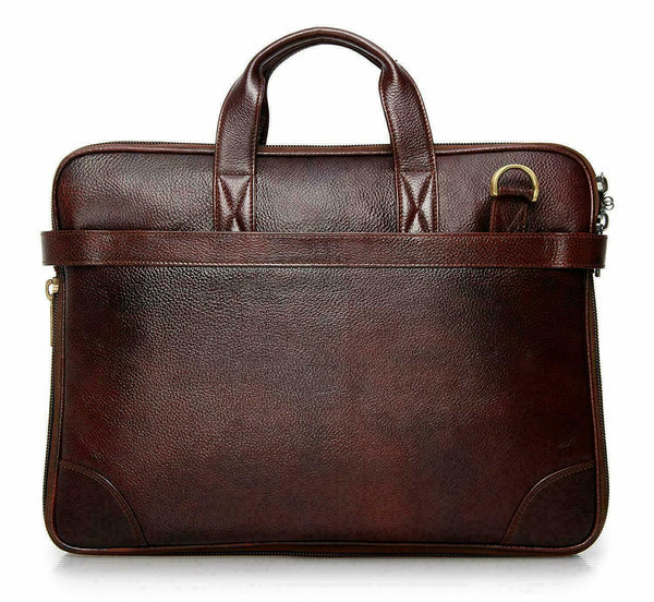 NOORA Genuine Leather 15.5 inch Laptop Office Bag for Men &Women Brown Bag QD292 - Noora International
