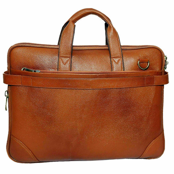 NOORA Genuine Leather 15.5 inch Laptop Office Bag for Men &Women Tan Color QD291 - Noora International