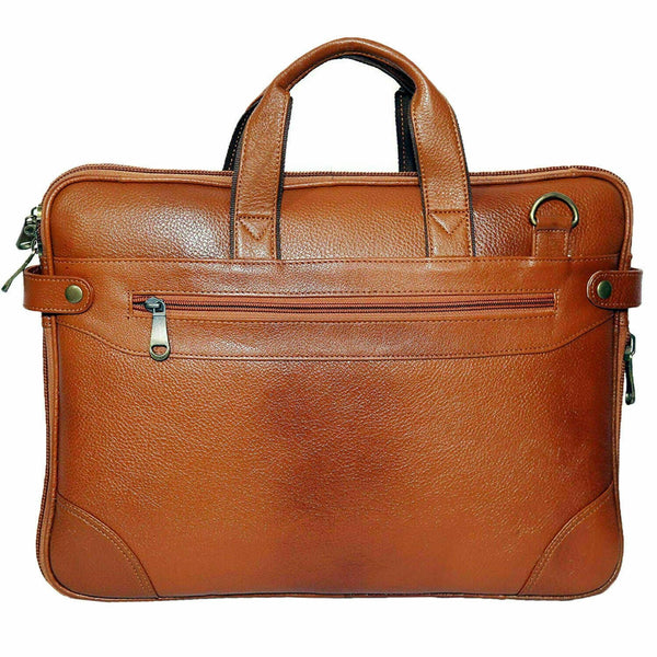 NOORA Genuine Leather 15.5 inch Laptop Office Bag for Men &Women Tan Color QD291 - Noora International