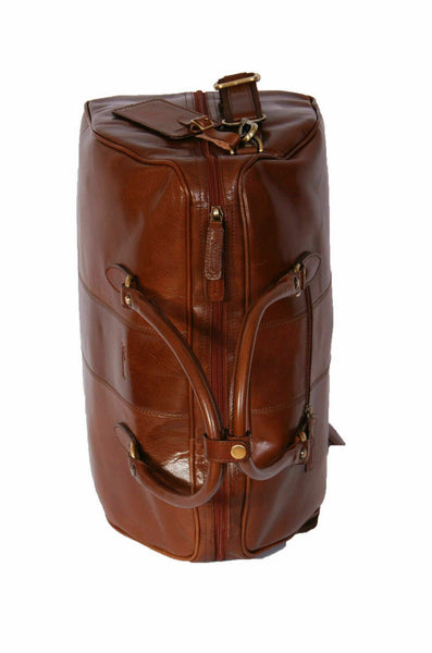 NOORA Genuine Leather Holdall Cabin Travel Gym Sports Duffle Bag Chestnut WA597 - Noora International