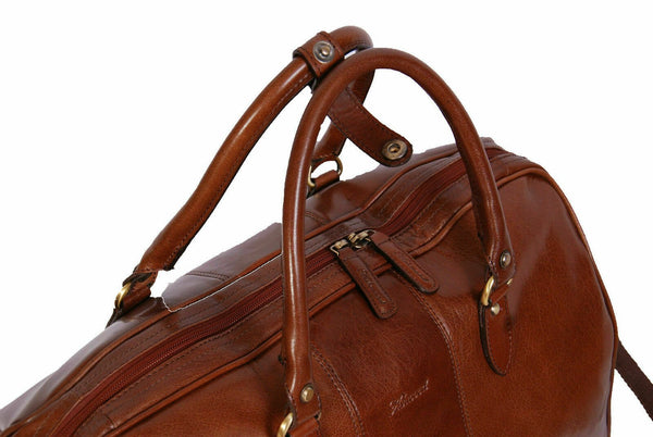 NOORA Genuine Leather Holdall Cabin Travel Gym Sports Duffle Bag Chestnut WA597 - Noora International