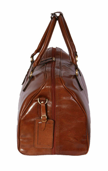 NOORA Genuine Leather Holdall Cabin Travel Gym Sports Duffle Bag Chestnut WA597 - Noora International