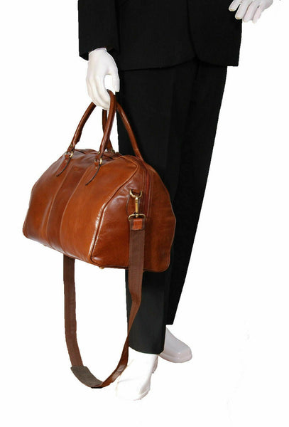 NOORA Genuine Leather Holdall Cabin Travel Gym Sports Duffle Bag Chestnut WA597 - Noora International