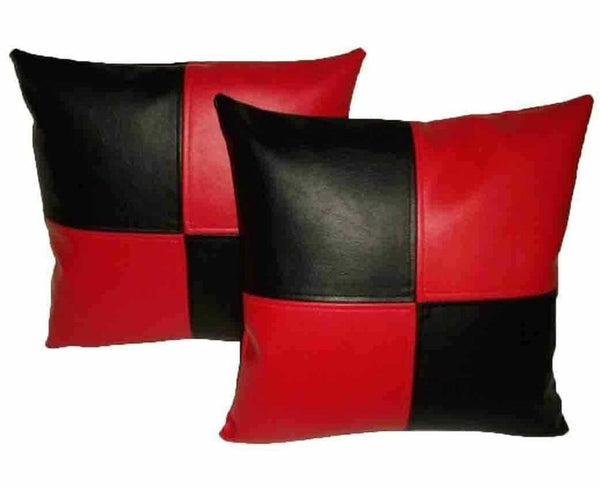 NOORA Genuine Leather Pillow red black cover Luxury Leather Cushion Leather cover Butterfly Leather Chess Pillow Leather Throw Pillow SJ349 - Noora International