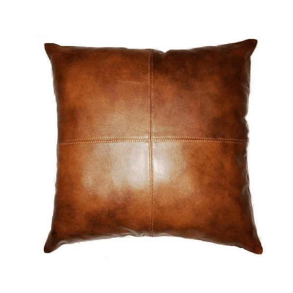 NOORA Golden brown Lambskin leather pillow cover Dark Tan Brown, Plain Square Leather Pillow Cover SJ116 - Noora International