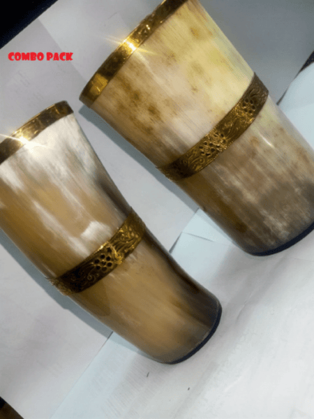 Noora Handcrafted Personalised/Engraved Horn Viking Drinking HORN GLASS| Horn for Men & Women Genuine Horn Glass SU099 - Noora International