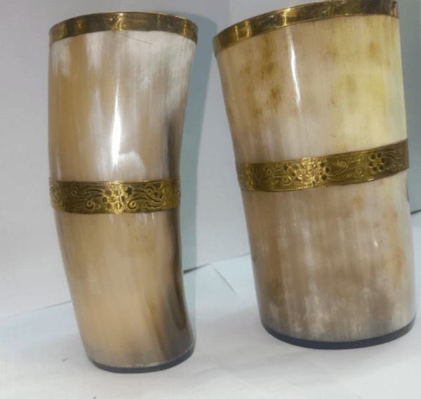 Noora Handcrafted Personalised/Engraved Horn Viking Drinking HORN GLASS| Horn for Men & Women Genuine Horn Glass SU099 - Noora International