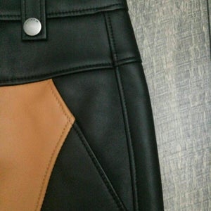 NOORA Handmade Bicolor Vintage Mini Leather Skirt Womens Black Butterscotch Customized Womens FULL Leather skirt, soft skirt SP103 - Noora International